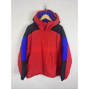 Vintage GAP Anorak Jacket Mens Large Red Blue Fleece Lined Hooded Ski 90s